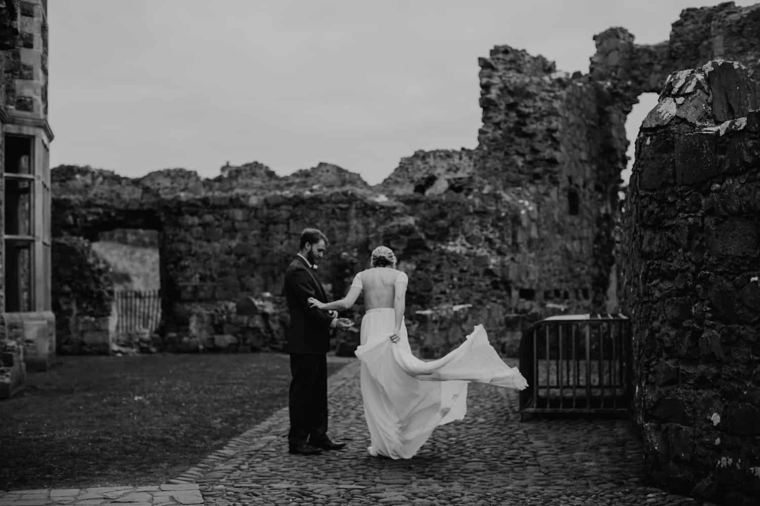 adventure elopement Northern Ireland Dunluce Castle