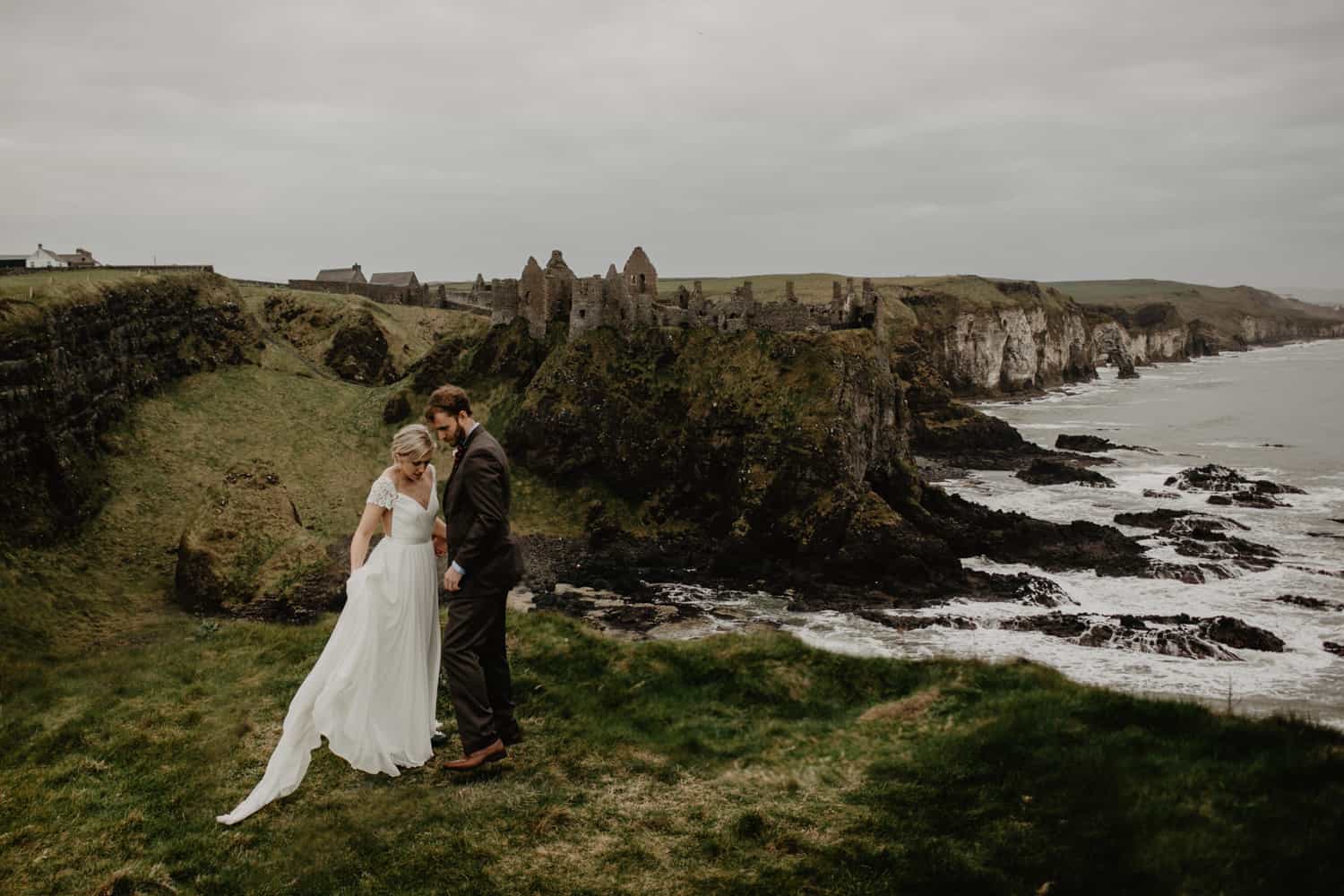 adventure elopement Northern Ireland Dunluce Castle