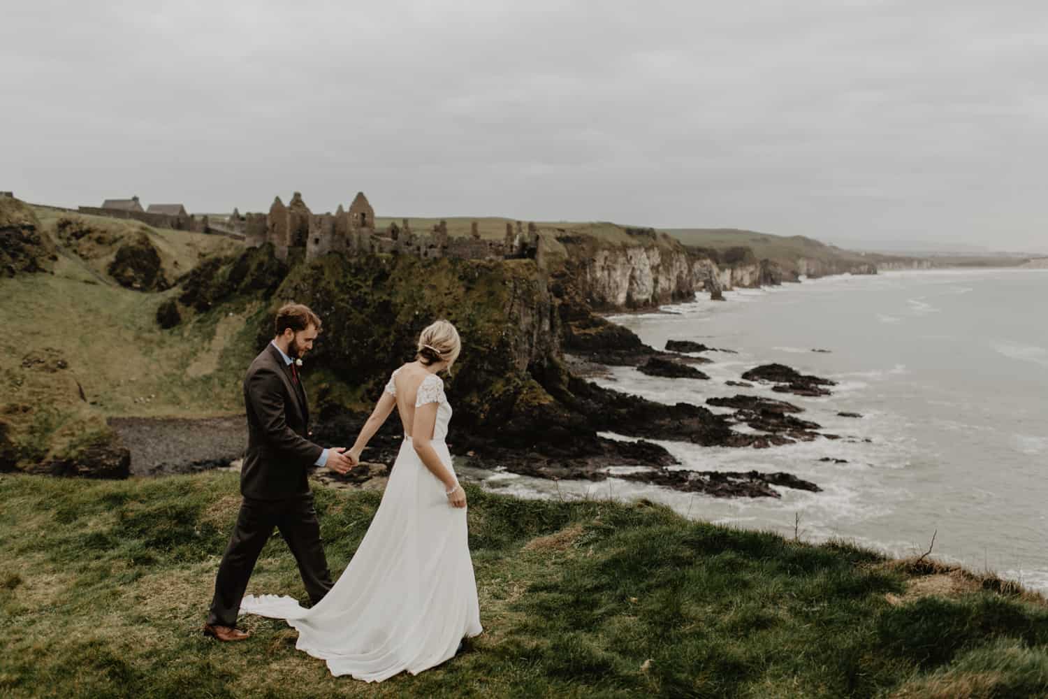 adventure elopement Northern Ireland Dunluce Castle