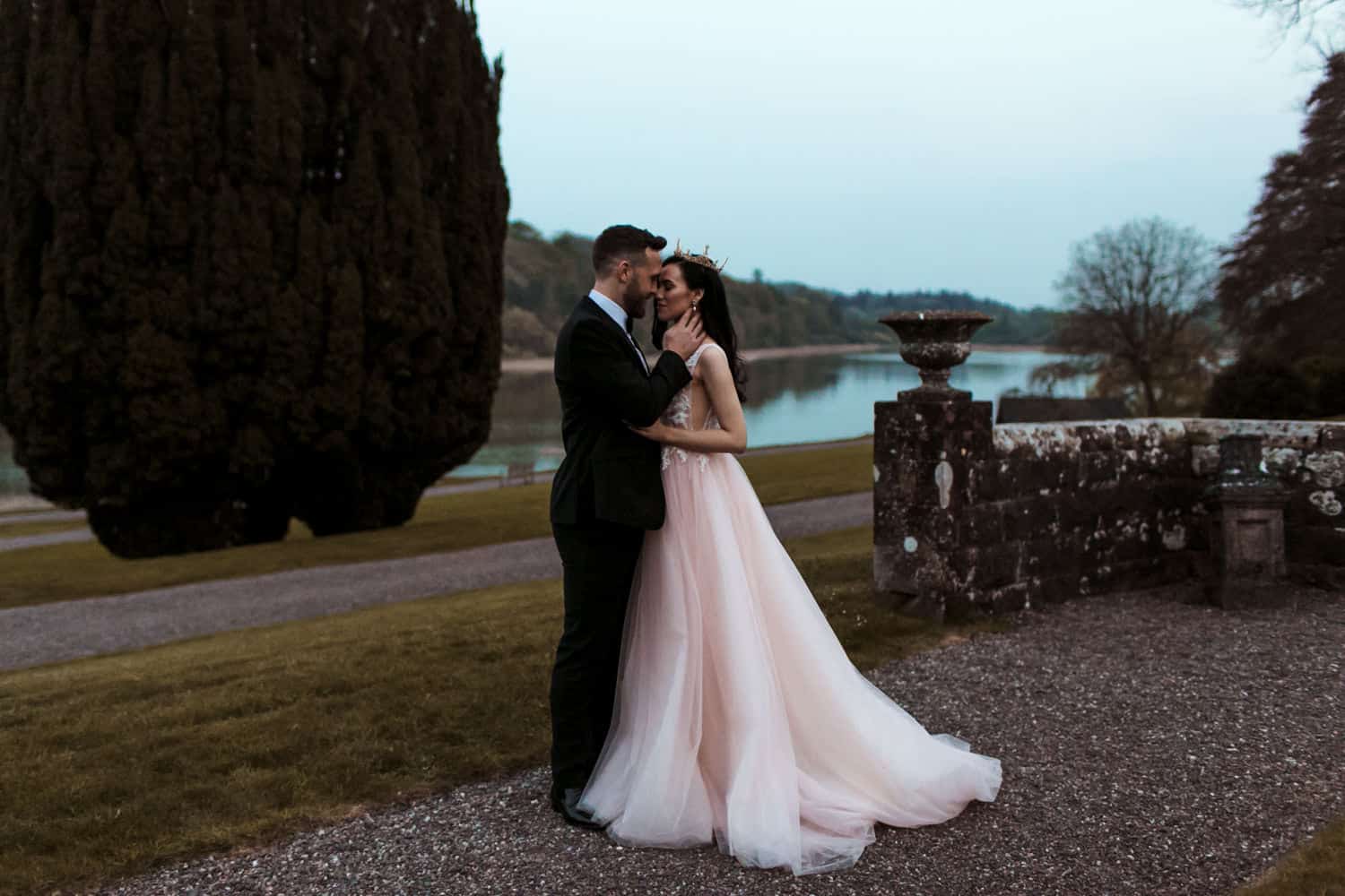 pink berta wedding dress