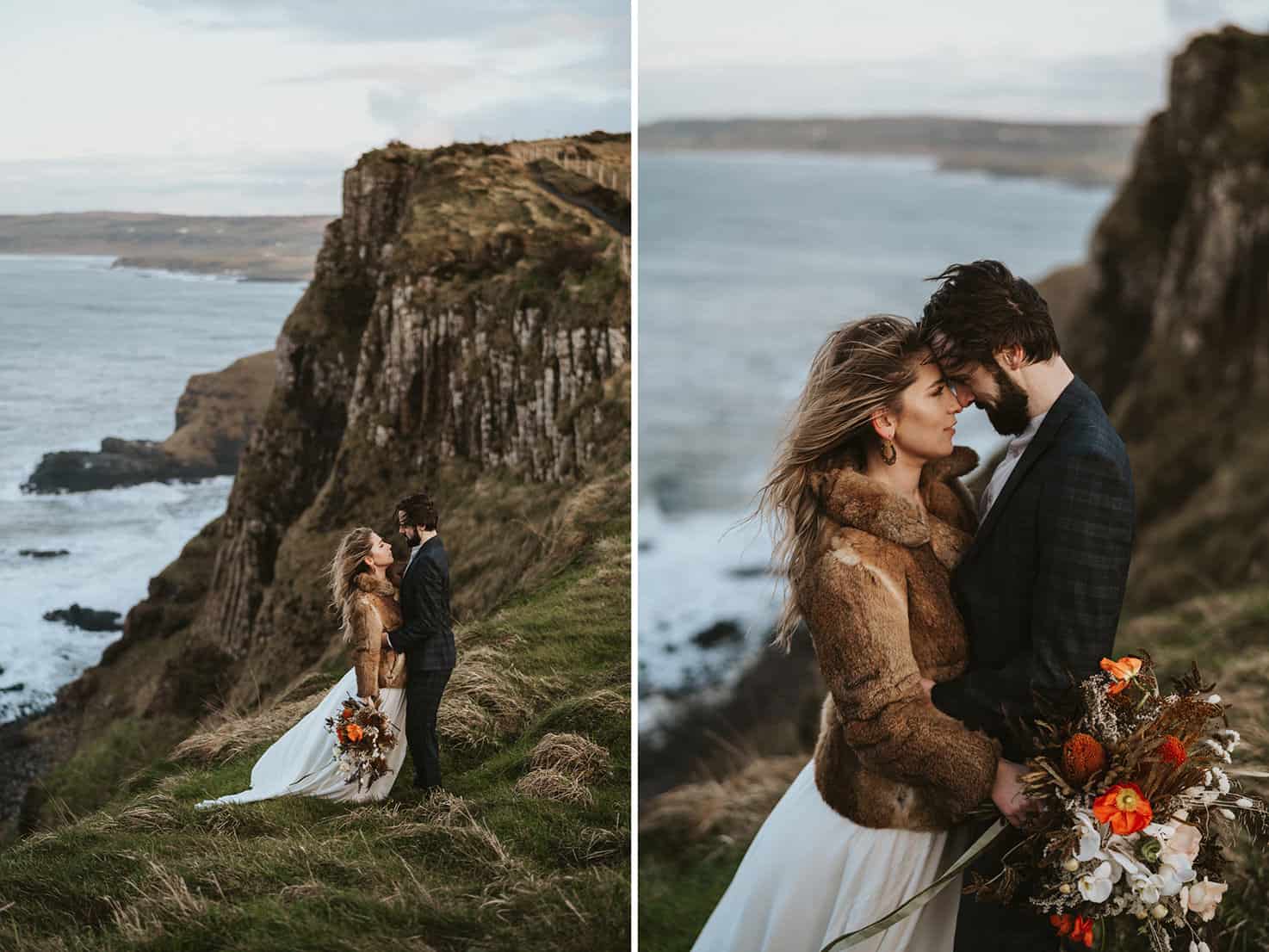 Ireland Elopement Giants Causeway Coast with cliffs
